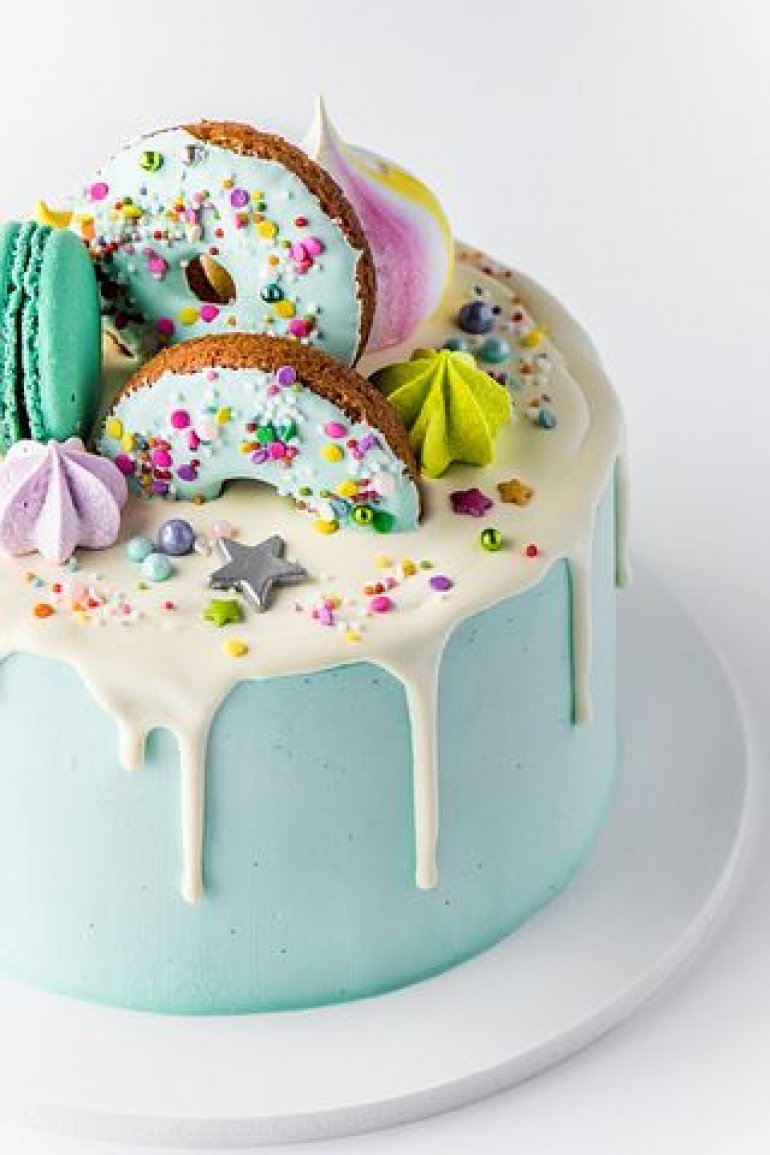 Macaron&Donut Turkuaz Cake